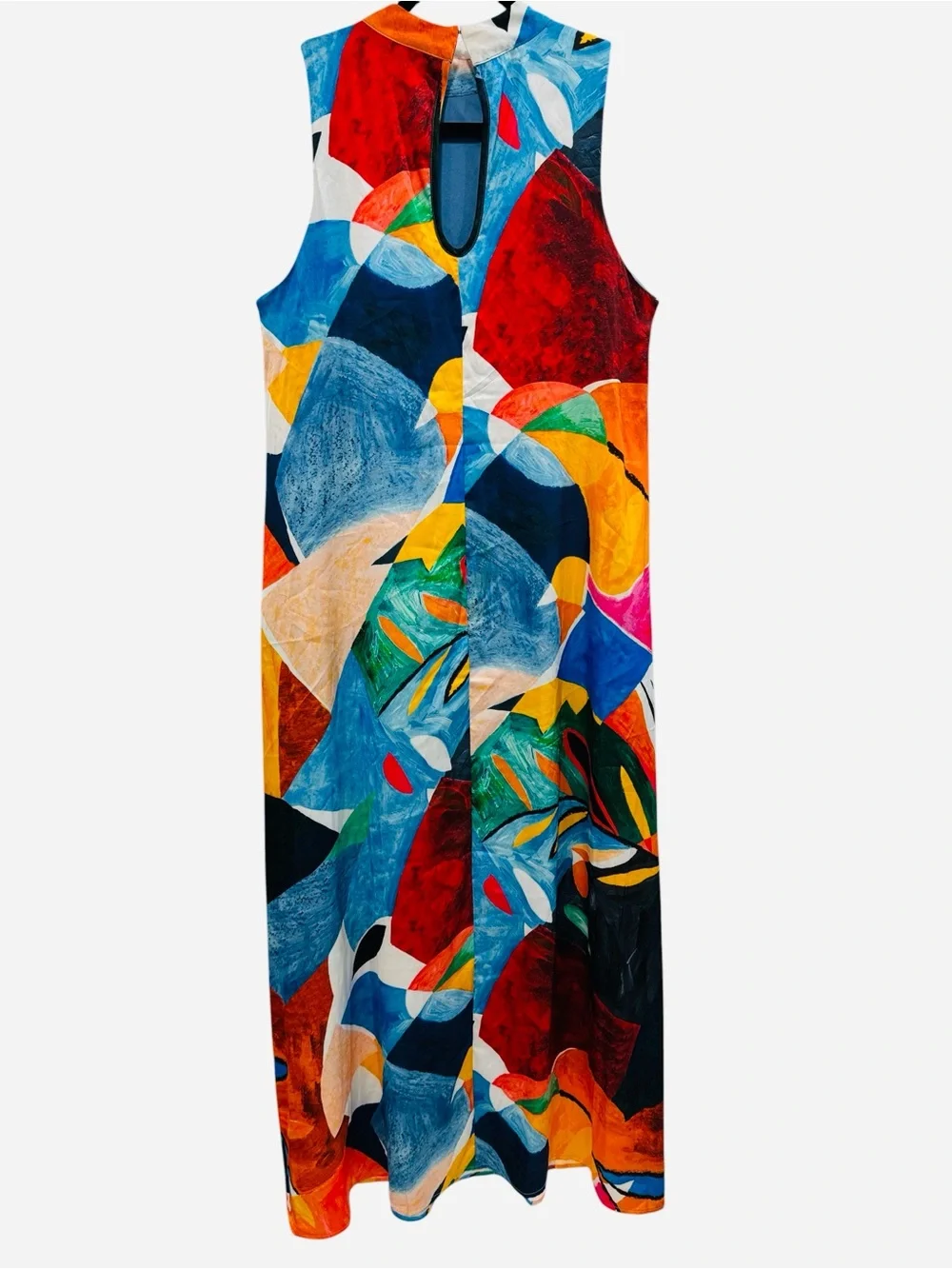Nicole Miller Abstract Print Mock Neck Sleeveless Maxi Dress Multicolor Sz M - Picture 3 of 11